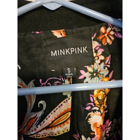 MinkPink Women’s Sz S Black Wool Blend Motorcycle Jacket Rose Gold Zipper Detail - Picture 4 of 8